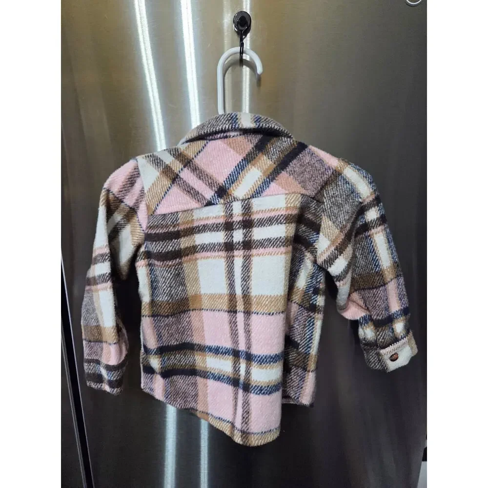 5/$15 Pink and Brown Plaid Flannel - 18mo